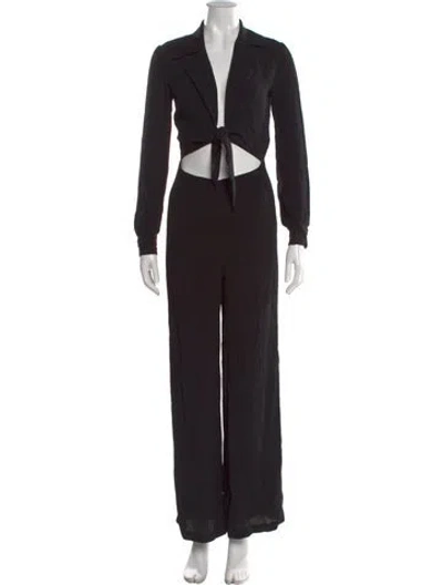 Pre-owned Reformation Plunge Neckline Jumpsuit In Black