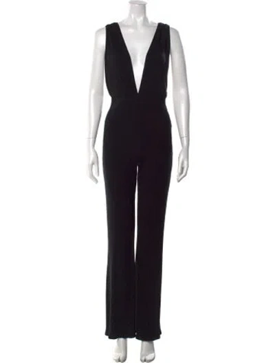 Pre-owned Reformation Plunge Neckline Jumpsuit In Black