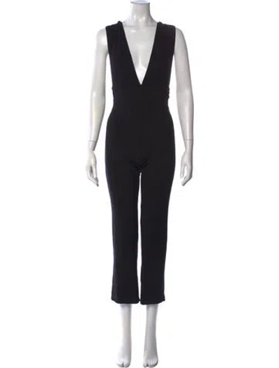 Pre-owned Reformation Plunge Neckline Jumpsuit In Black