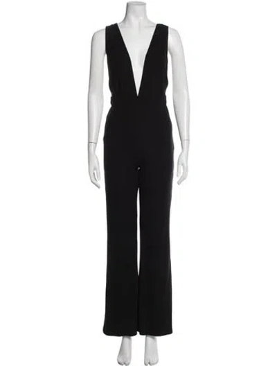 Pre-owned Reformation Plunge Neckline Jumpsuit In Black