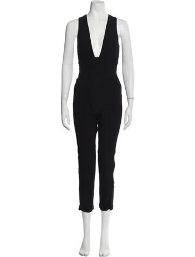 Pre-owned Reformation Plunge Neckline Jumpsuit In Black