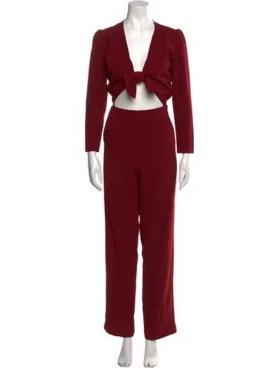 Pre-owned Reformation Plunge Neckline Jumpsuit In Burgundy