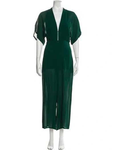 Pre-owned Reformation Plunge Neckline Jumpsuit In Green