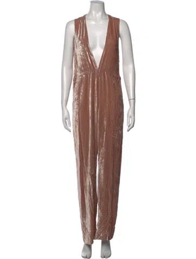 Pre-owned Reformation Plunge Neckline Jumpsuit W/ Tags In Brown