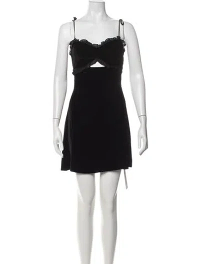Pre-owned Reformation Plunge Neckline Mini Dress In Black