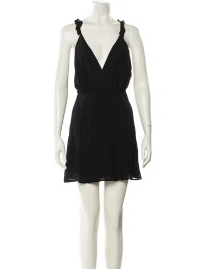 Pre-owned Reformation Plunge Neckline Mini Dress W/ Tags In Black