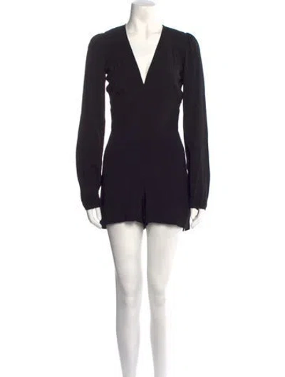 Pre-owned Reformation Plunge Neckline Romper In Black