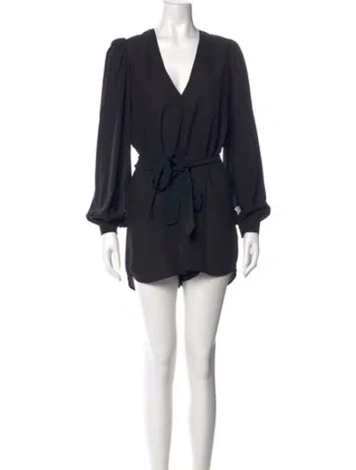 Pre-owned Reformation Plunge Neckline Romper In Black
