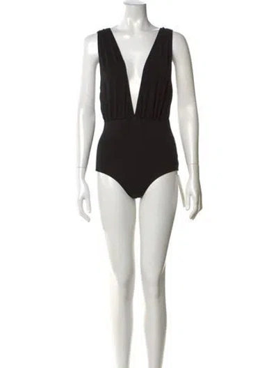Pre-owned Reformation Plunge Neckline Sleeveless Bodysuit In Black