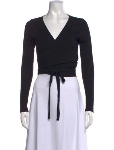 Pre-owned Reformation Plunge Neckline Sweater In Black