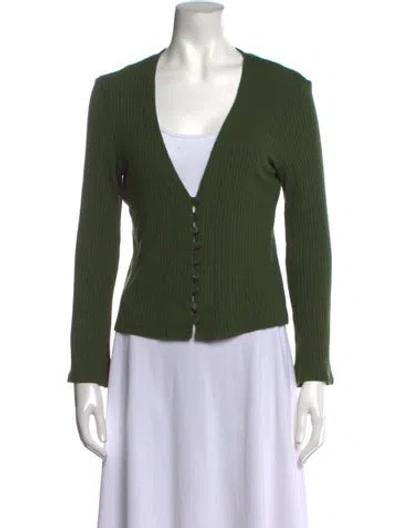 Pre-owned Reformation Plunge Neckline Sweater In Green