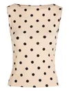 Reformation Womens Sundae Dot Dusk Polka-dot Jersey Top In Neutral