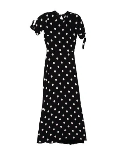 Pre-owned Reformation Polka Dot Print Long Dress In Black