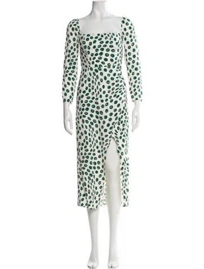 Pre-owned Reformation Polka Dot Print Long Dress In Neutral