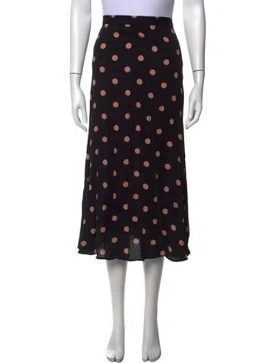 Pre-owned Reformation Polka Dot Print Long Skirt In Black