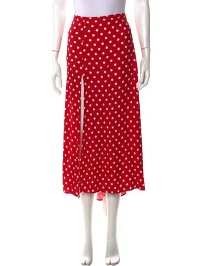 Pre-owned Reformation Polka Dot Print Long Skirt In Red