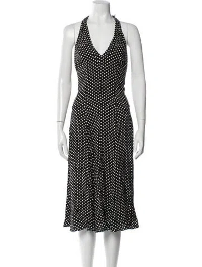 Pre-owned Reformation Polka Dot Print Midi Length Dress W/ Tags In Black