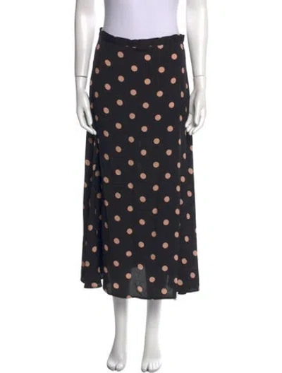 Pre-owned Reformation Polka Dot Print Midi Length Skirt In Black