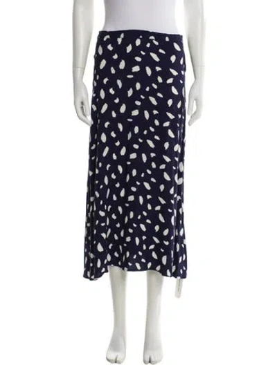 Pre-owned Reformation Polka Dot Print Midi Length Skirt In Blue