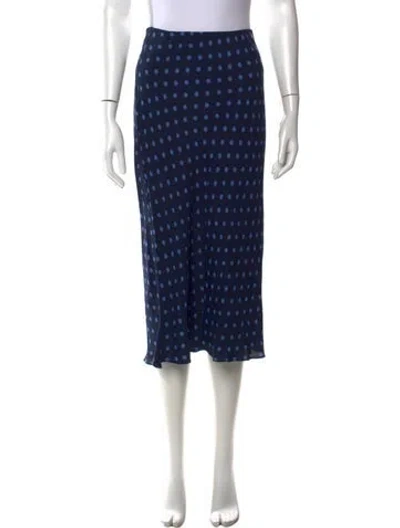 Pre-owned Reformation Polka Dot Print Midi Length Skirt In Blue