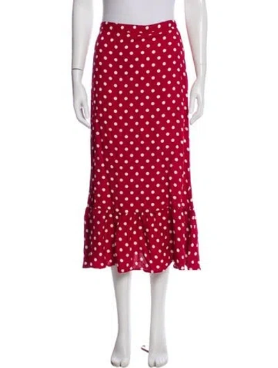 Pre-owned Reformation Polka Dot Print Midi Length Skirt In Red
