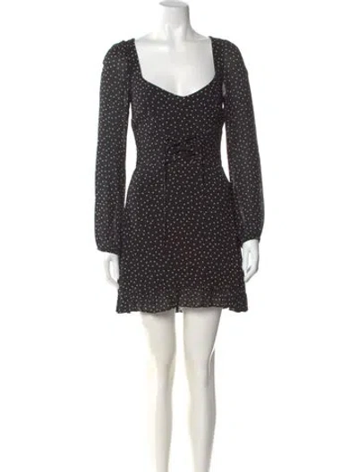Pre-owned Reformation Polka Dot Print Mini Dress In Black