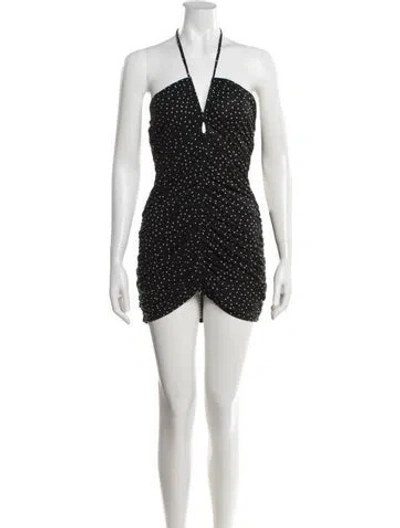 Pre-owned Reformation Polka Dot Print Mini Dress In Black/white