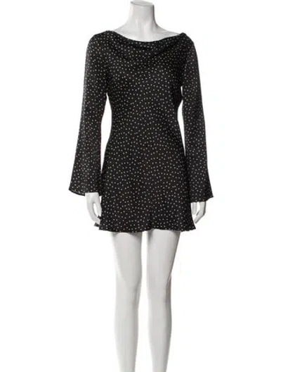 Pre-owned Reformation Polka Dot Print Mini Dress In Blue