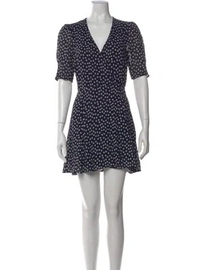 Pre-owned Reformation Polka Dot Print Mini Dress In Blue