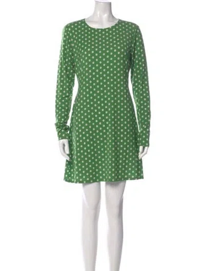 Pre-owned Reformation Polka Dot Print Mini Dress In Green