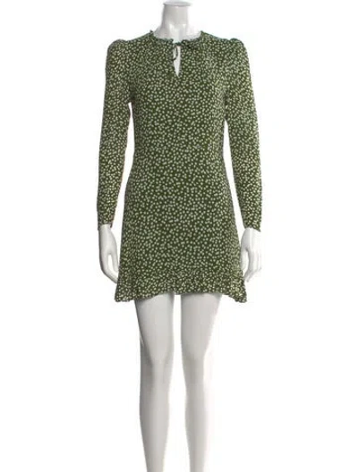 Pre-owned Reformation Polka Dot Print Mini Dress In Green