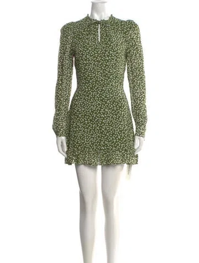 Pre-owned Reformation Polka Dot Print Mini Dress In Green