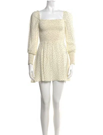 Pre-owned Reformation Polka Dot Print Mini Dress In Neutral