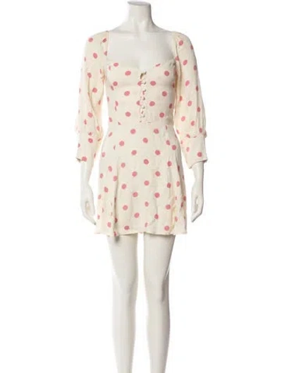 Pre-owned Reformation Polka Dot Print Mini Dress In Neutral