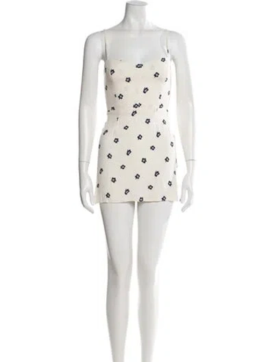 Pre-owned Reformation Polka Dot Print Mini Dress In Neutral