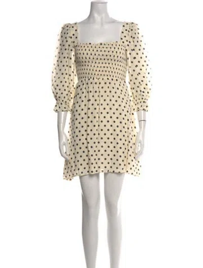 Pre-owned Reformation Polka Dot Print Mini Dress In Neutrals