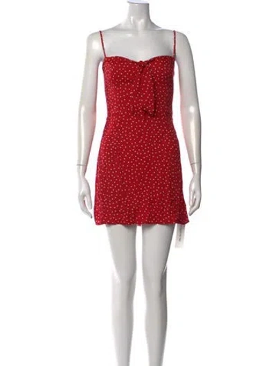 Pre-owned Reformation Polka Dot Print Mini Dress In Red