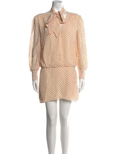 Pre-owned Reformation Polka Dot Print Mini Dress In Yellow