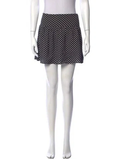Pre-owned Reformation Polka Dot Print Mini Skirt In Black