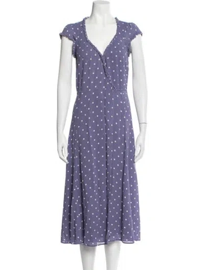 Pre-owned Reformation Polka Dot Print Ruffle Embellishment Nightgown In Purple