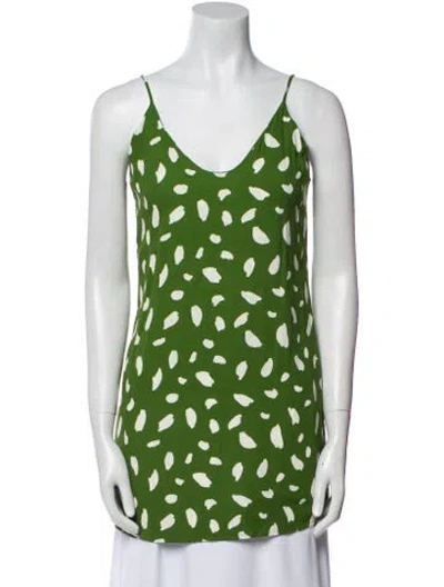 Pre-owned Reformation Polka Dot Print Scoop Neck Tunic In Green