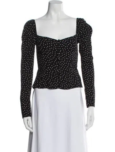 Pre-owned Reformation Polka Dot Print Square Neckline Blouse In Multi