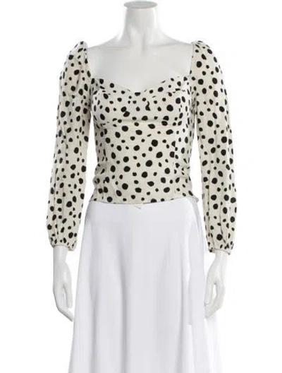 Pre-owned Reformation Polka Dot Print Square Neckline Blouse In Neutral