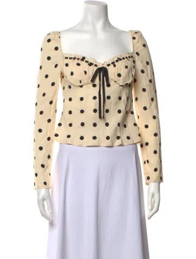 Pre-owned Reformation Polka Dot Print Square Neckline Blouse W/ Tags In Neutrals
