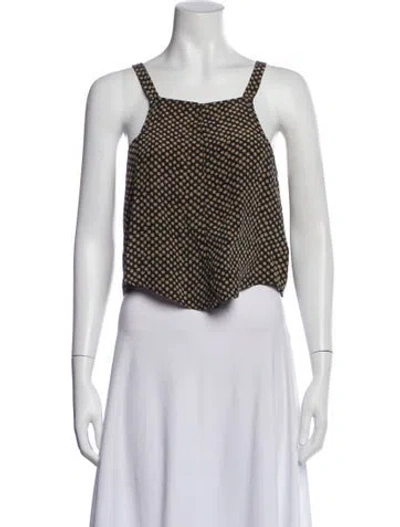 Pre-owned Reformation Polka Dot Print Square Neckline Crop Top In Multi