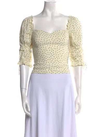Pre-owned Reformation Polka Dot Print Square Neckline Crop Top In Neutral