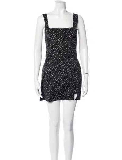 Pre-owned Reformation Polka Dot Print Square Neckline Jumpsuit In Blue