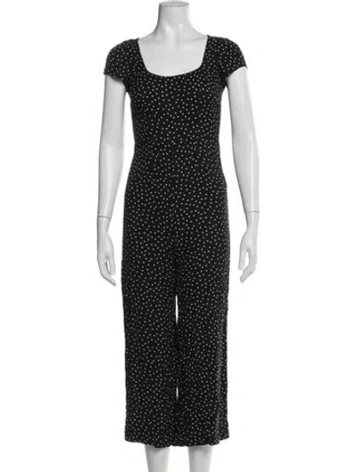 Pre-owned Reformation Polka Dot Print Square Neckline Jumpsuit In Blue