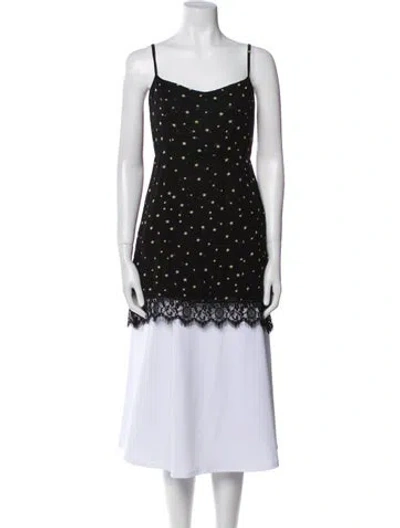 Pre-owned Reformation Polka Dot Print Square Neckline Tunic In Black