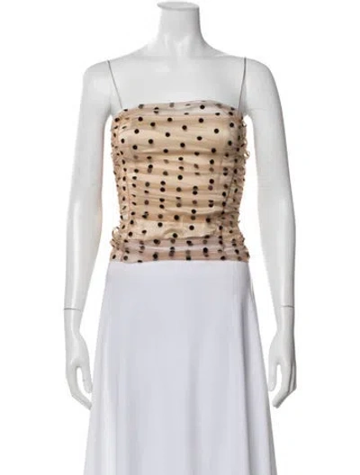 Pre-owned Reformation Polka Dot Print Strapless Crop Top In Neutral